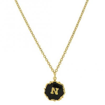Necklace Gold-Dipped Black Enamel Initial N.JPG